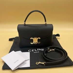 C* Mini Triomphe Teen Nino - Black Leather with Gold Hardware - Size Small